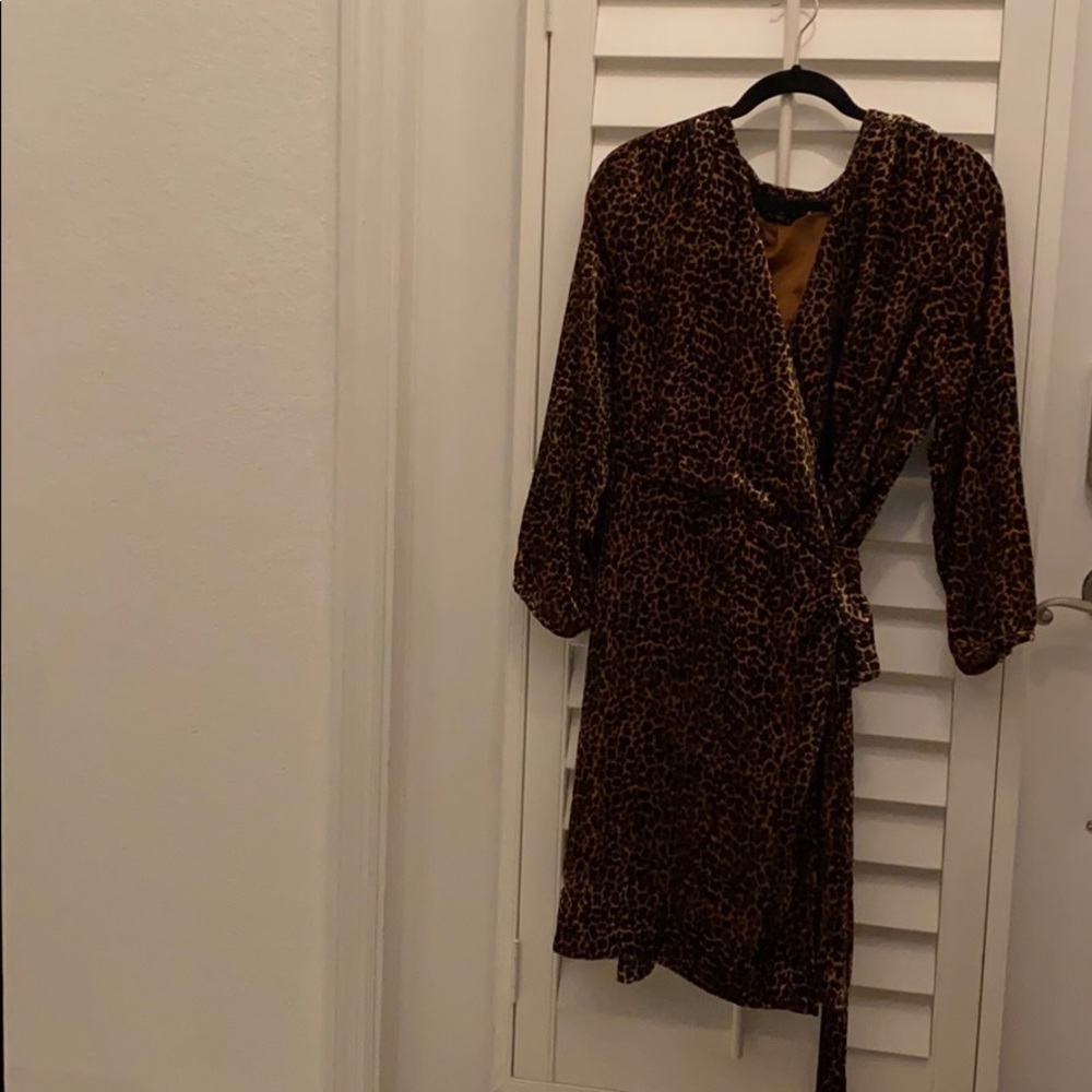 J Crew wrap velvet cheetah print dress